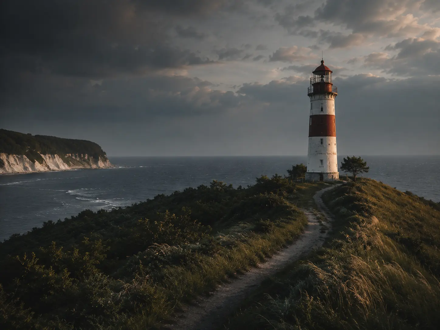Leuchtturm auf windiger Küste